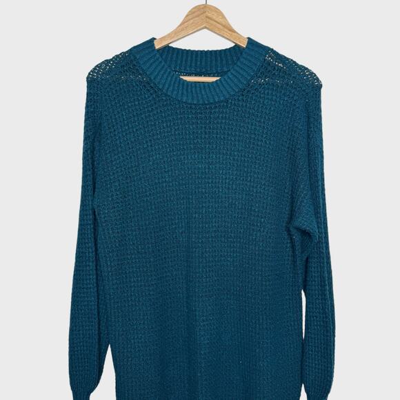 AE Cloudspun Turquoise Waffle Knit Sweater XS | Cozy Soft Grunge Aesthetic - Picture 4 of 6